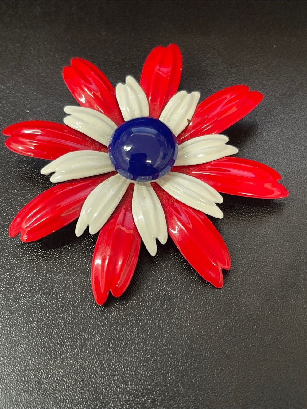 Red, White & Blue Flower Brooch